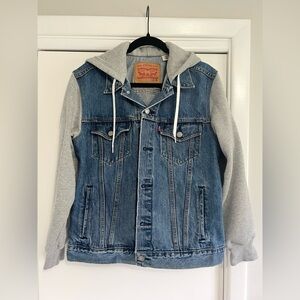 Levi's Men's Hybrid Hoodie Non-Stretch Denim Trucker Jacket